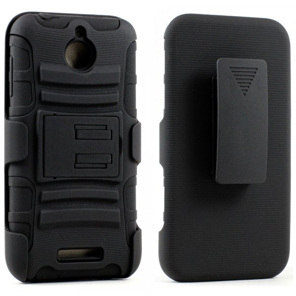 Wholesale HTC Desire 510 Armor Shell Holster Combo Belt Clip (Black)